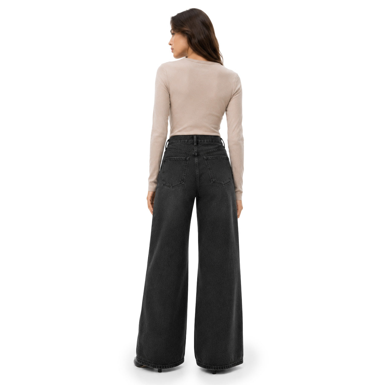 Deep Washed Black Wide Leg Denim