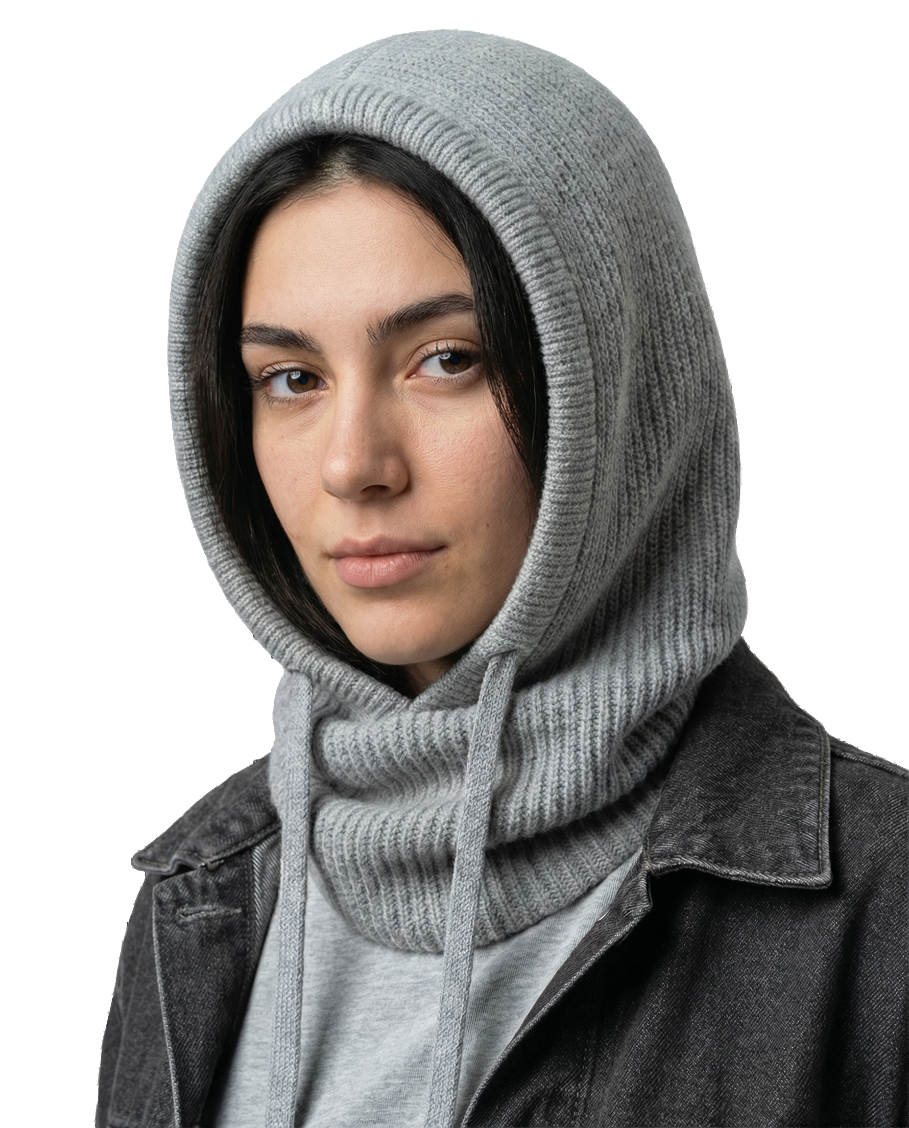 Meloura Grey Knit Balaclava