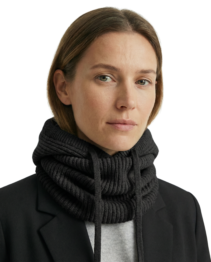 Meloura Black Knit Balaclava – Premium Hooded Scarf
